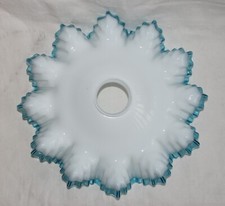 PARALUME RICAMBIO PER LAMPADARIO IN VETRO BIANCO BORDO COLORATO FAZZOLETTO 28cm