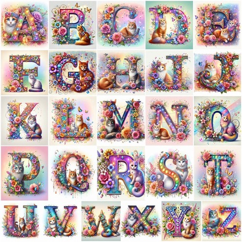 Lettera gatto floreale - , 5d