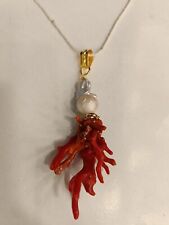 Collana e ciondolo Corallo rosso rami Perla acaramazza