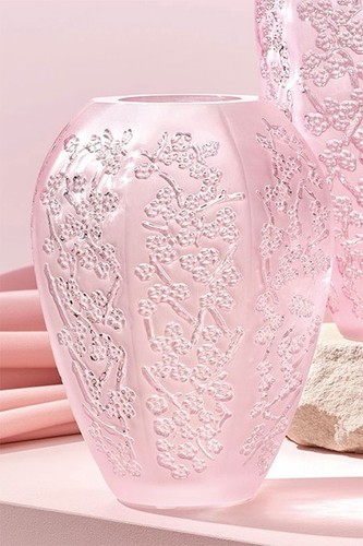 Lalique vaso sakura - lalique, rosa