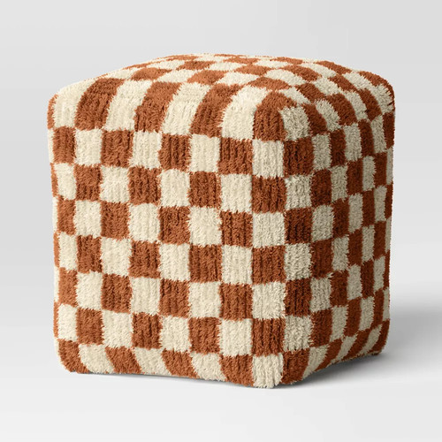 Pouf scacchiera senape - pouf,