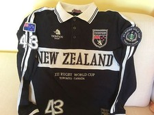 RUGBY MAGLIA CAMPIONATI MONDIALI ALL BLACKS CON TOPPE RICAMATE NUOVA ZELANDA