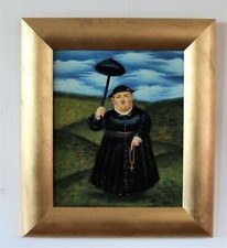 Dipinto copia "Il prete con ombrello" di Botero Fernando