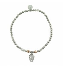 Bracciale Elastico I Giampini in Argento 925 Pendente Teschio e Pavé di Zirconi