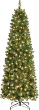 Albero Di Natale Slim 180 Cm, Albero Natale Slim Con 545 Rami E Punte, 200 Bianc