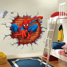 Adesivo murale 3D Spiderman bambino ragazzi decorazione camera da letto carta murale rimovibile 