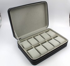 Scatola Porta Orologi 10 Scomparti Eco Pelle Nero Interno Antigraffio Watch Box