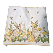 Runner da Tavolo Shabby Chic Giallo Verde Floreale Coniglietto Pasqua Primavera Cotone 16”x72”