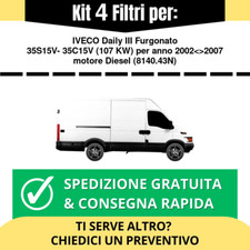 Kit Tagliando 4 Filtri per IVECO Daily III Furgonato 35S15V- 35C15V 107 kw an...