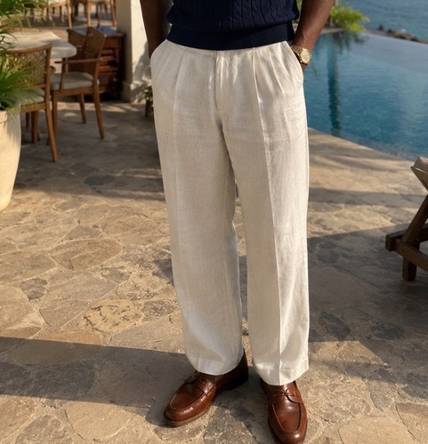 Vanetti pantalone gessato lino - pantalone,