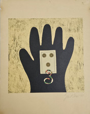 LITOGRAFIA FRANCO GENTILINI (1970) "Mano con Carte" Firmata a Matita - Bolaffi