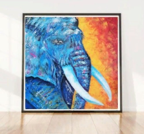 Elefante dipinto olio - elefante,