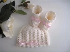 Scarpine Cappellino Neonata Nascita Fatto a Mano Uncinetto Crochet Handmade 