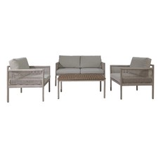 Salotto da Giardino Makopa Alluminio PE Grigio Chiaro Marrone Moderno SET 4 pz