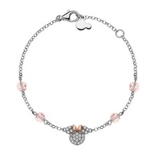 Disney Minnie Bracciale Bambina Donna Argento Cristalli Vari colori 18CM