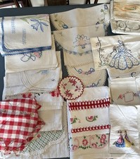 Lotto lino vintage 30 ricami