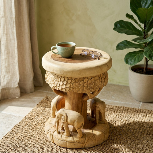 Legno tavolino elefante 43cm - legno,
