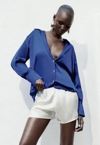 Satin shirt blue zara size - , s