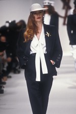 Blazer vintage YSL Saint Laurent Rive Gauche primavera 1991 blu navy clessidra 38