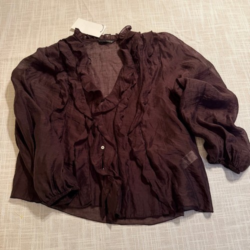 Blusa zara marrone trasparente - marrone,