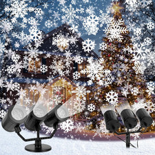 Proiettore Natale Esterno, Tre Teste Dinamica LED Fiocchi Di Neve Proiettore Con