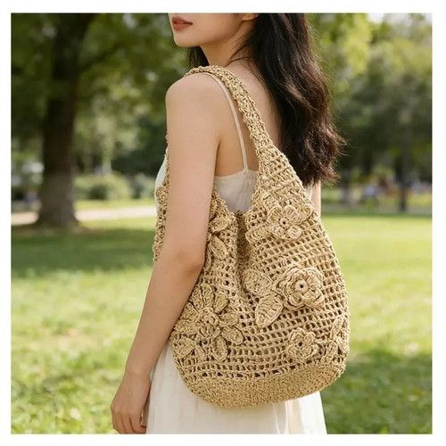 Borsa crochet beige donna - borsa,