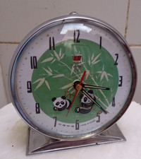 RARISSIMA SVEGLIA A CORDA PANDA CHE MANGIA-FUNZIONANTE MADE CHINA VINTAGE 1960