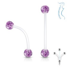 Piercing Ombelicale Di Gravidanza Palline Glitter Viola