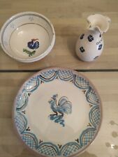 ceramica pugliese Grottaglie, set composto da piatto, ciotolina e piccola brocca