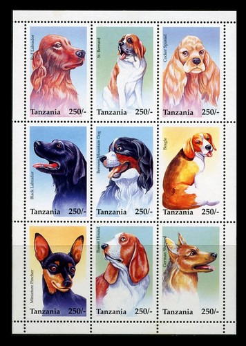 Dog stamp set tanzania - dog,
