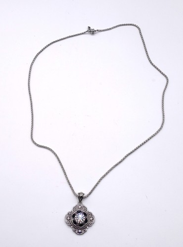 Silver tone pendant - silver, necklace
