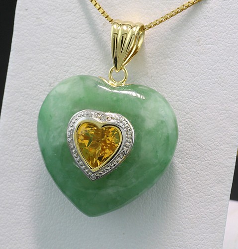 Ciondolo cuore giada verde - giada,