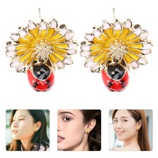  1 paio di orecchini a margherita, coccinella su orecchini a fiore margherita,