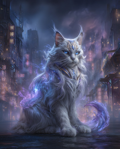Gatto bianco con occhi blu - , su