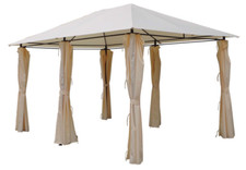 Gazebo da giardino con tende scorrevoli 3x4m per esterno pergola tessuto beige