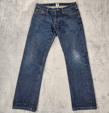 Jeans Tellason John Graham Mellor uomo 34x30 Selvedge slim dritto bianco rovere USA