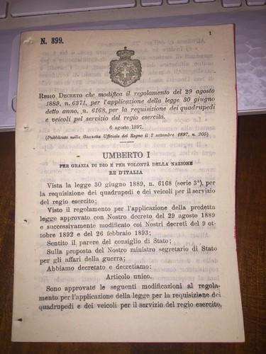 Regio decreto mod reg - regio, x