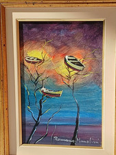 Quadro  a Olio Di Romano Mussolini, Colorato , Moderno, Da Arredo