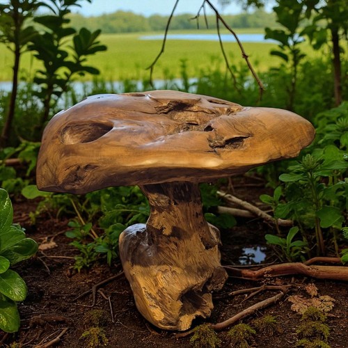 Fungo scultura legno teak - scultura,