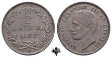 REGNO D'ITALIA 2 centesimi 1907 MOLTO RARA Vittorio Emanuele III