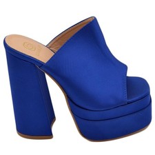 SABOT DONNA TACCO IN RASO BLU
