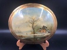 Quadro ovale vintage olio - , sul