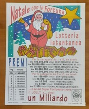 VECCHIA LOCANDINA GRATTA E VINCI DA COLLEZIONE: NATALE CON LA FORTUNA (cm 20x27)