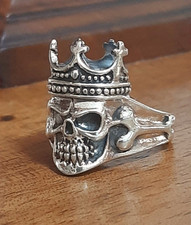 Anello Uomo  Argento 925 Teschio Morte Skull Ring Sterling Man $