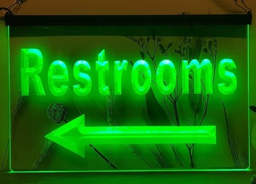 Insegna led neon freccia - freccia, bagno