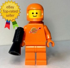 REAL LEGO Classic Spaceman arancione con casco e serbatoio aria minifigure senza adesivo