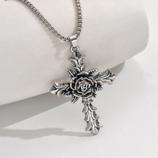 Collana con ciondolo a croce per uomo Donne Stile Hip Hop Vintage catena regalo