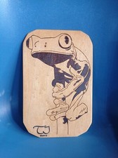 Targa Quadro Pirografia Rana Raganella 