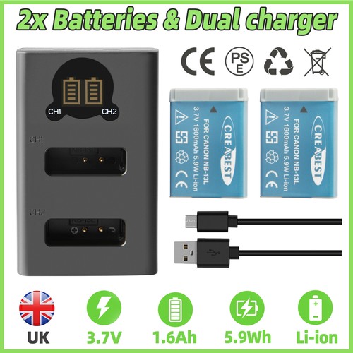 1600mah 13l batteria - nb-13l,