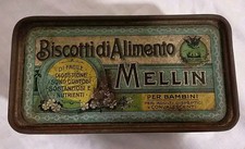 Scatola latta Mellin Biscotti di Alimento molto vecchia anni 30
